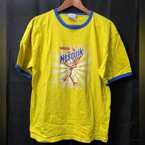Vintage Nestle Nesquick Bunny T-Shirt Yellow and Blue Size XL Cut Tag
